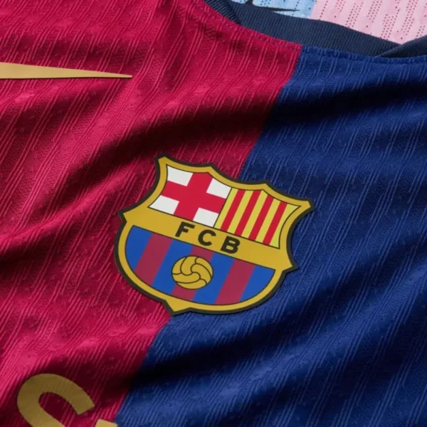 barca logo on barcelona jersey 24-25 home
