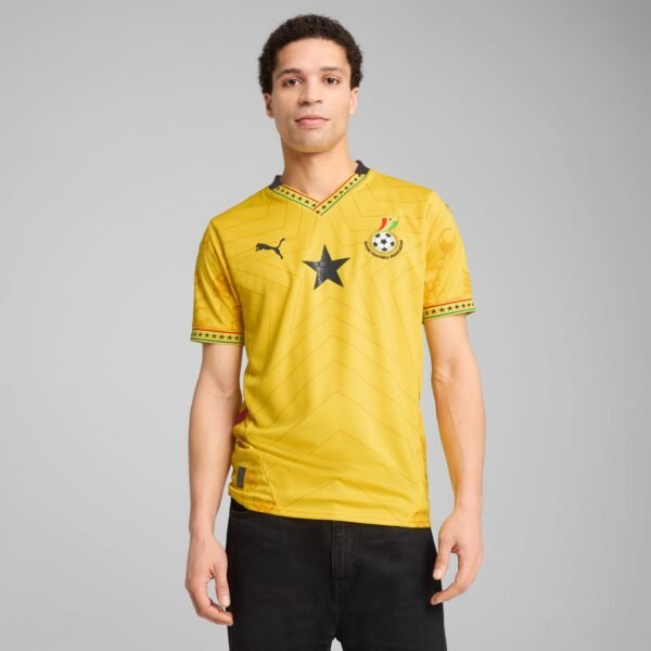 Ghana 2025 Away Jersey Men_ Pelé Yellow-PUMA Black_