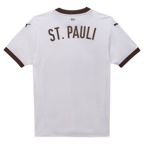 Show your support with the FC St. Pauli Away Jersey 24/25, featuring bold St. Pauli text on the back and chic brown accents on sleeves and collar—perfect for devoted fans.