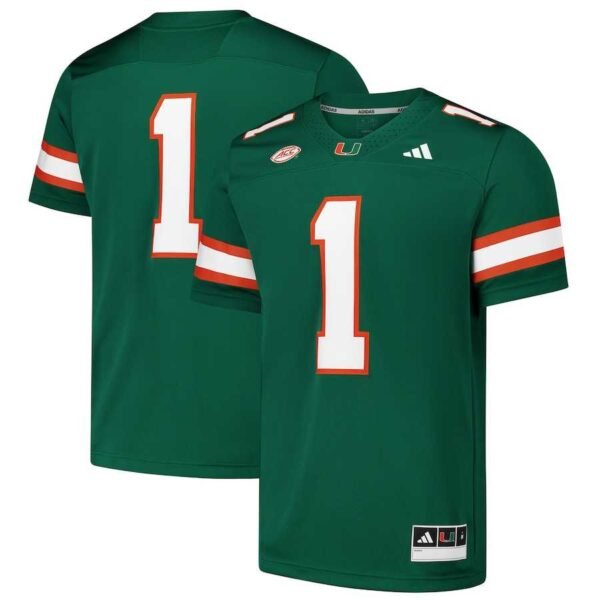Miami hurricanes Jersey green front & back