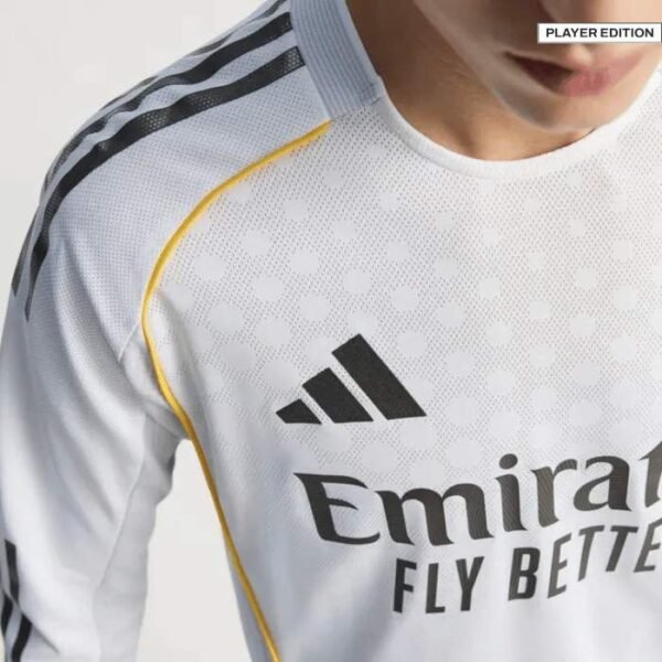 Real Madrid Long Sleeve Home Jersey 25-26 adidas logo