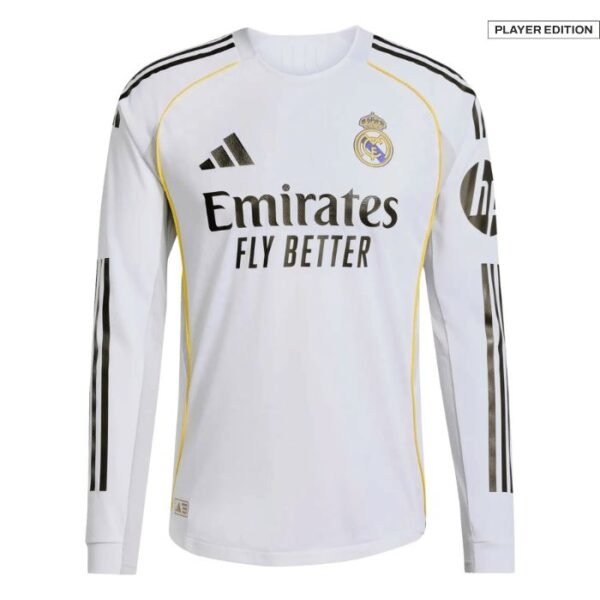 Real Madrid Long Sleeve Home Jersey 25-26 front & back