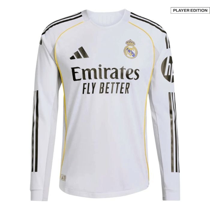 Real Madrid Long Sleeve Home Jersey 25-26 front & back