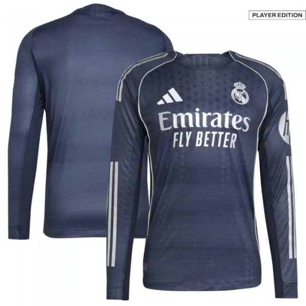 long sleeve real madrid jersey away 25-26 front & back